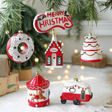 PAINTED PLASTIC CHRISTMAS TREE CAR HANGING DECO_CWMM9695