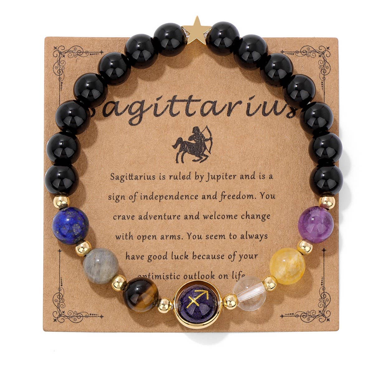 Twelve Constellations Blue Sand Beads Bracelet