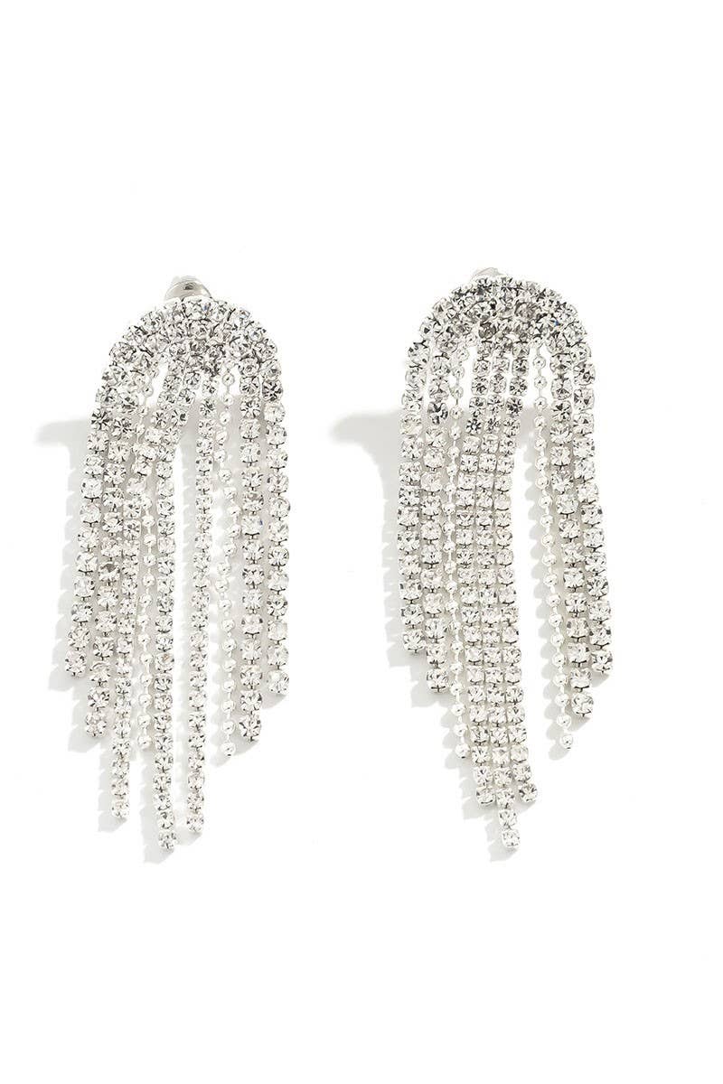 NICHE SIMPLE TASSEL MICRO SET RHINESTONE EARRINGS_CWAJE0016