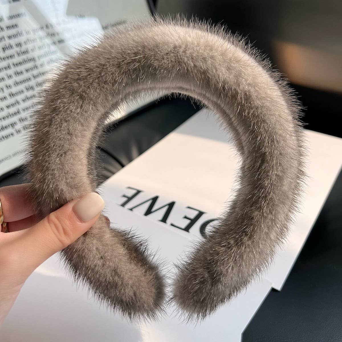SOLID COLOR WINTER FUR HAIRBAND HEADBAND HEADDRESS_CWAHA3322