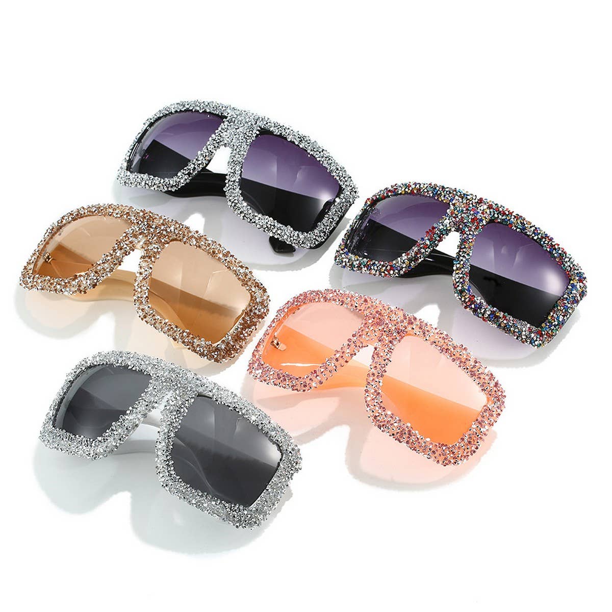 Vintage Diamond Large Frame Square Sunglasses_Cwasg0852