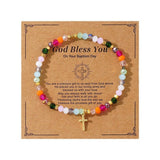 EASTER CARD CROSS BRACELET COLORFUL CRYSTALBRACELET_CWAB4631