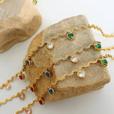 COLORED ZIRCON HEART SHAPED NECKLACE_CWAJE1082