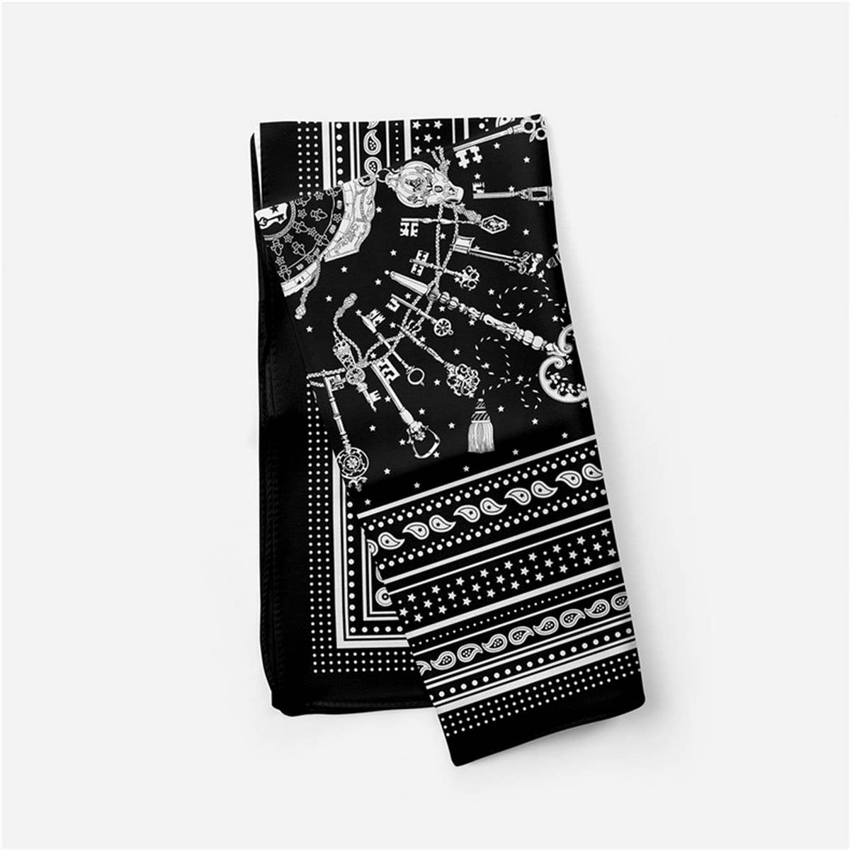 FAUX SILK PAISLEY PRINT SCARF VINTAGE NECK WRAP_CWASC0654