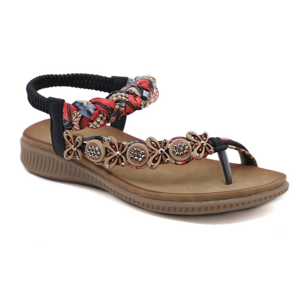 BOHEMIAN HAND WOVEN RIBBON RHINESTONE SANDALS_CWSHS0513