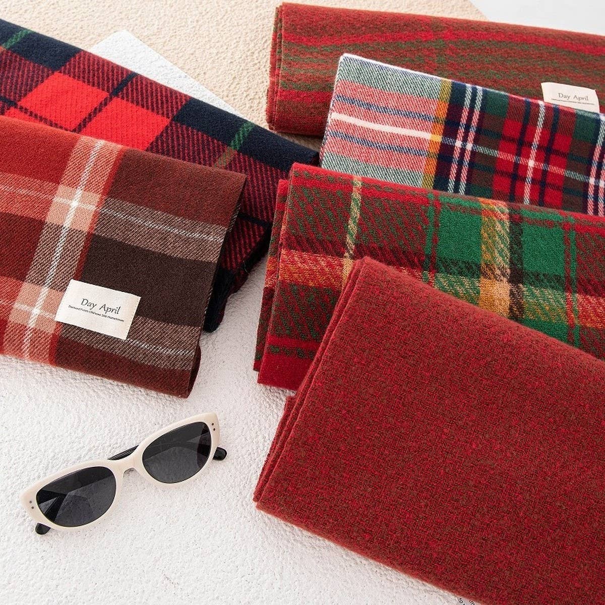Cwasc2723_Christmas Plaid Atmosphere Warm Scarf