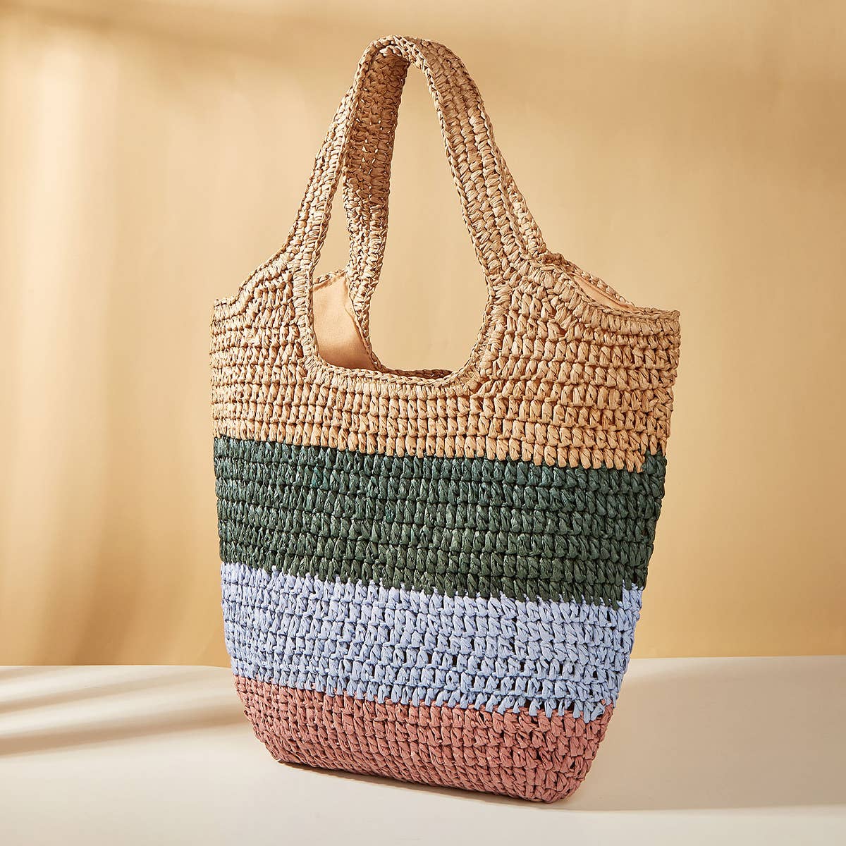 Women Straw Bags Summer Beach Large Tote Bag_Cwab0818