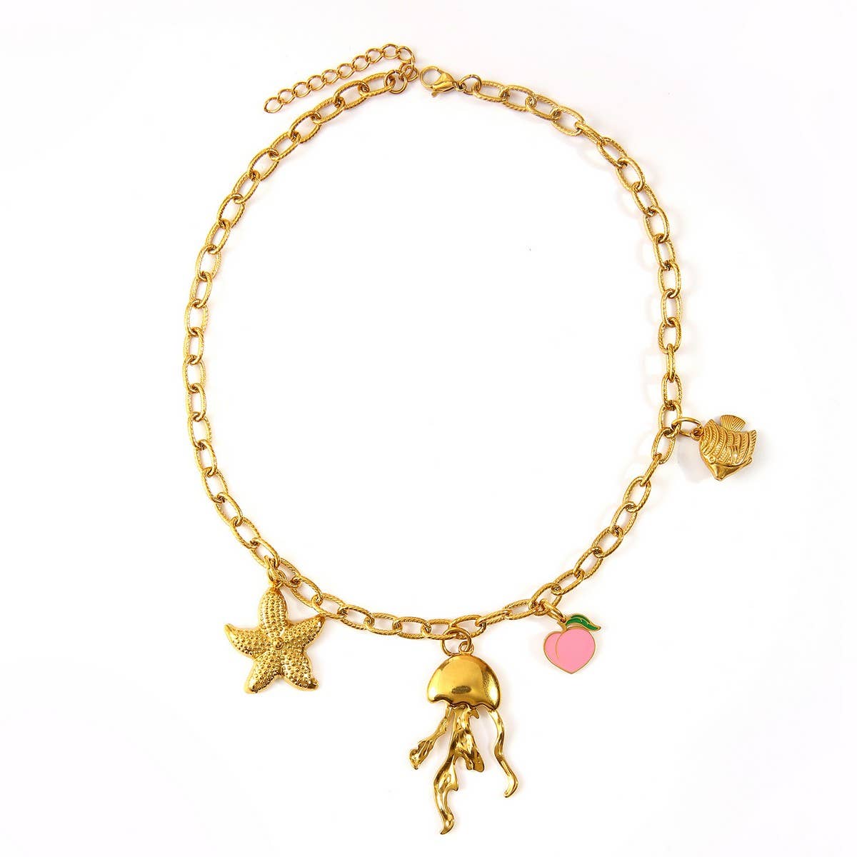 ORIGINAL STEEL OCEAN NECKLACE WITH ENAMEL PENDANT_CWMM8846