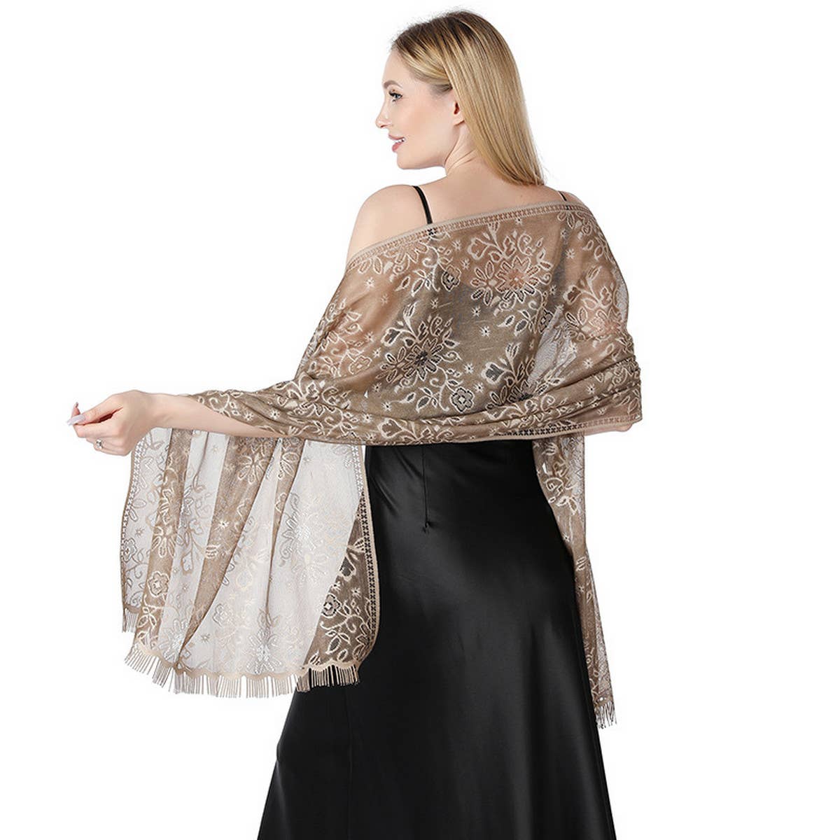 FLORAL LACE TIE DYE SHAWL BRIDAL EVENING WRAP_CWASC1092