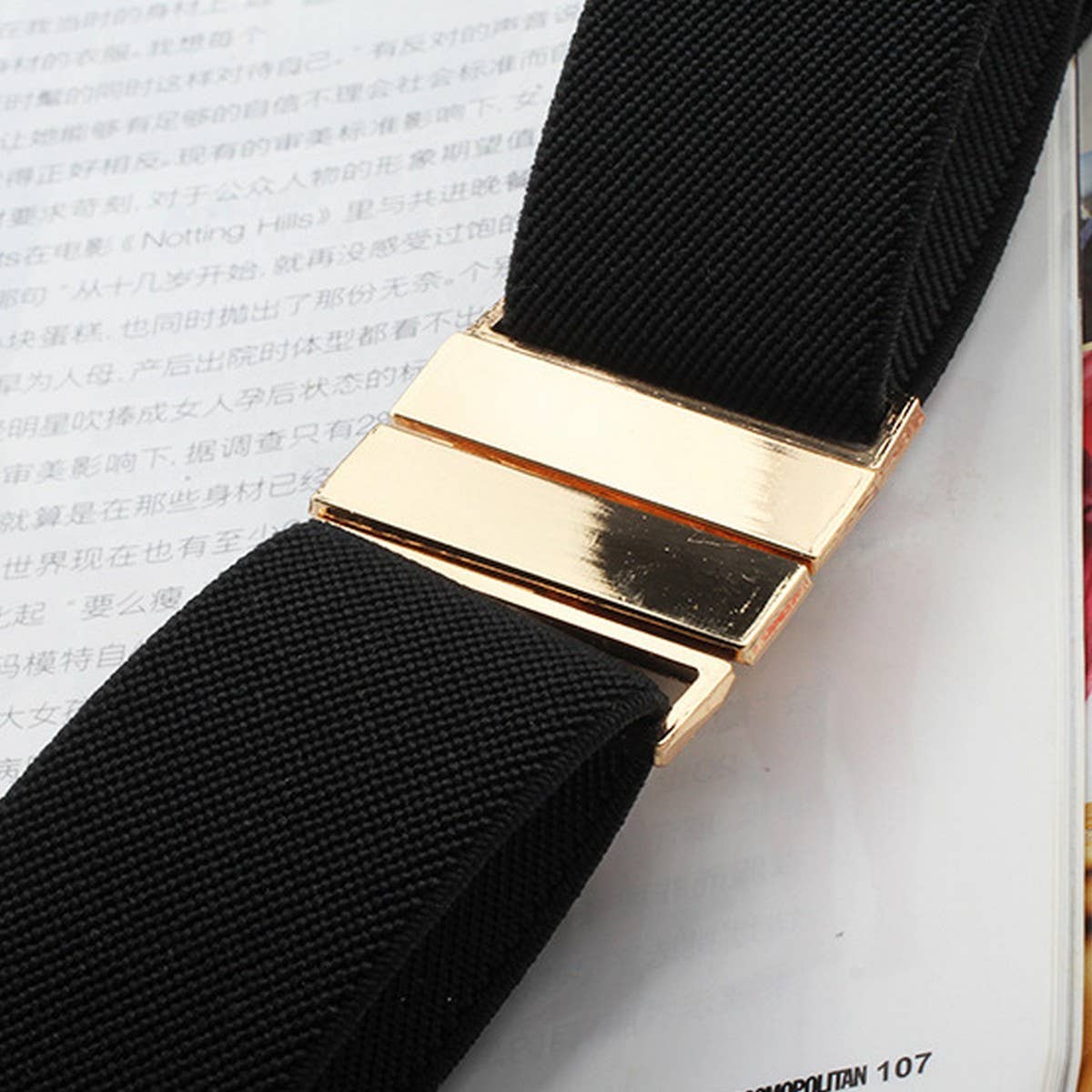 Cwabe0550_Perforation Free Metal Square Buckle Elastic Belt