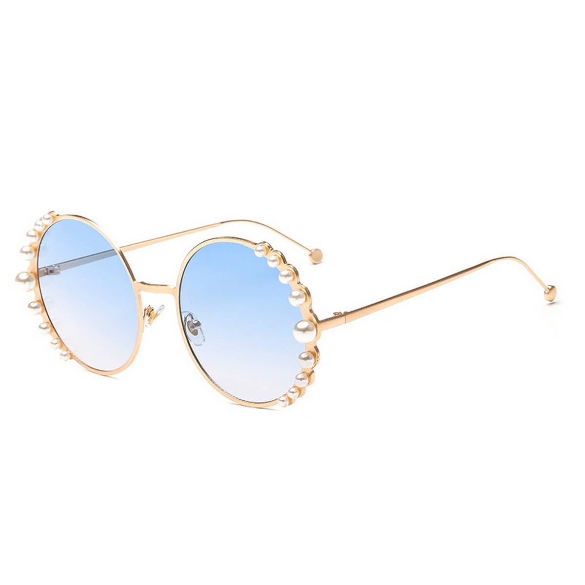 METAL ROUND FRAME PEARL ACCENT SUNGLASSES WOMEN_CWASG1173