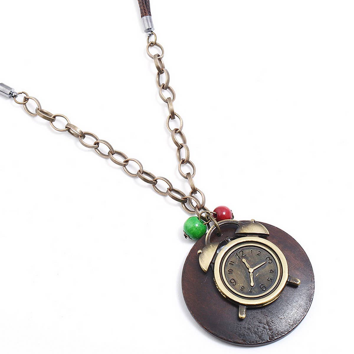 Wax Alloy Creative Alarm Clock Long Necklace_Cwmm4620