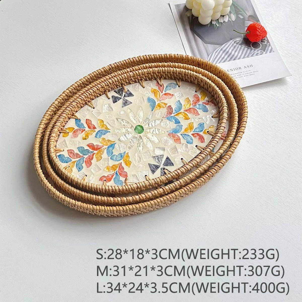 RATTAN SHELL ROUND PLATE THREE PIECE SET_CWMM4496