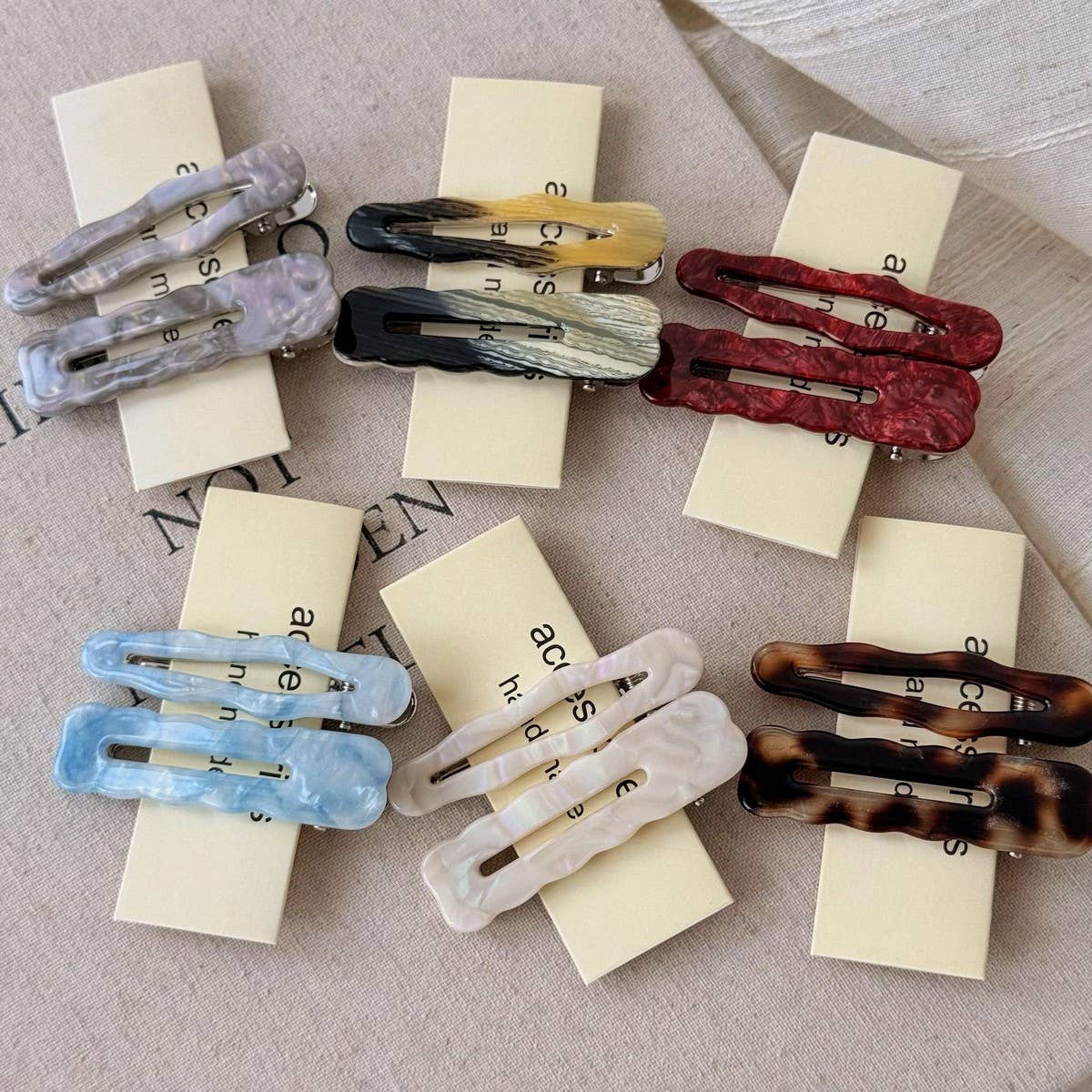 Wavy Edge Acetate Hair Clip Set Of Two_Cwaha07951