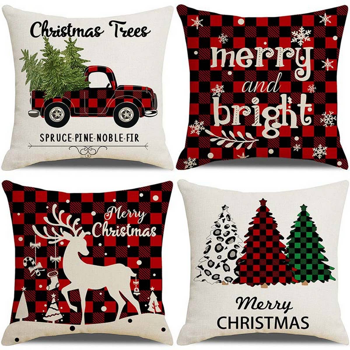 CHRISTMAS FESTIVE RED PLAID SNOWMAN PILLOWCASE_CWMM1386