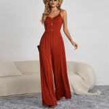 Summer Solid Color Pullover Sleeveless Jumpsuit