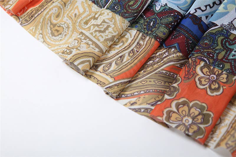 Vintage High Waist Ruffle Print Mini Skirt