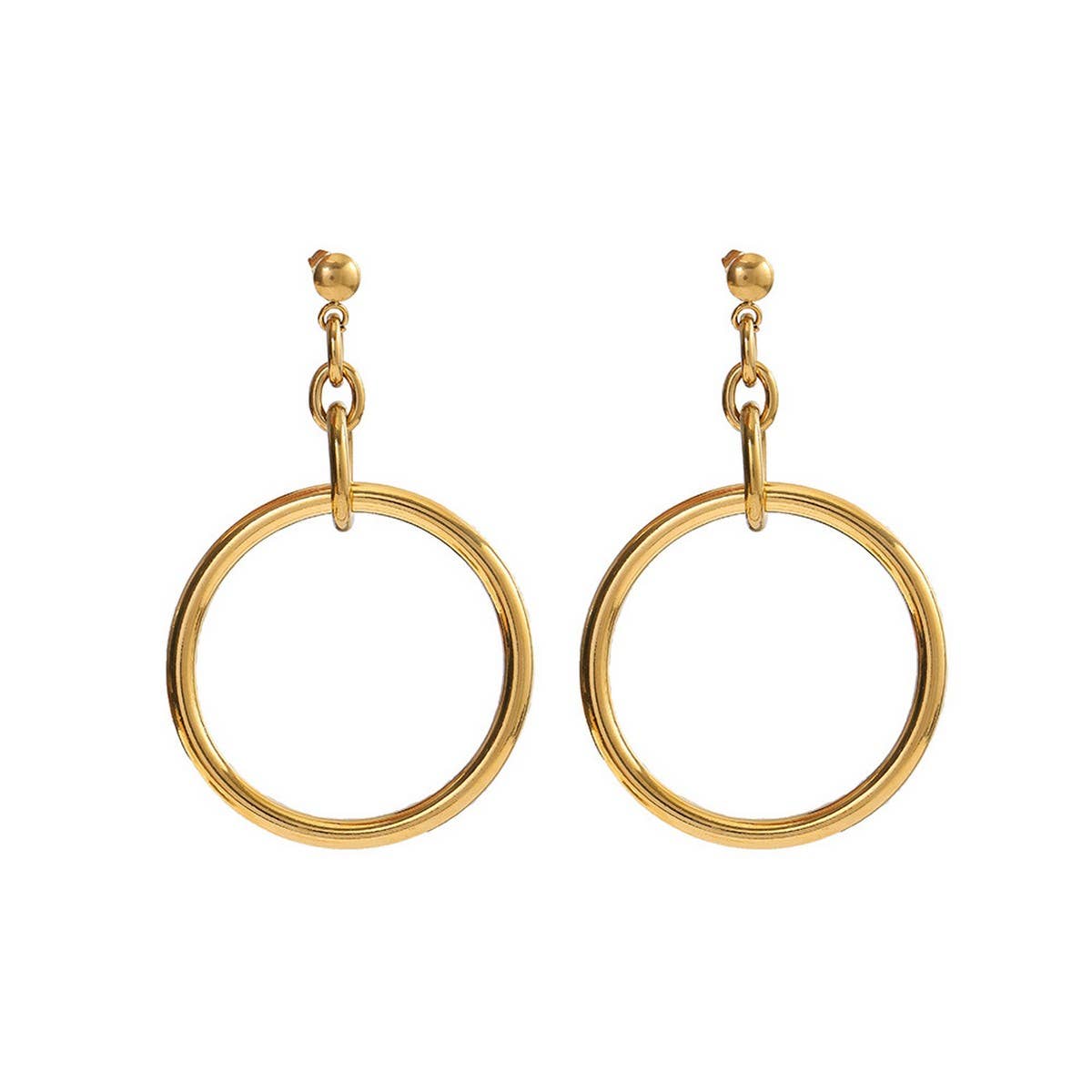CREATIVE 18K STEEL HOLLOW CIRCLE GEOMETRIC EARRINGS_CWMM8907