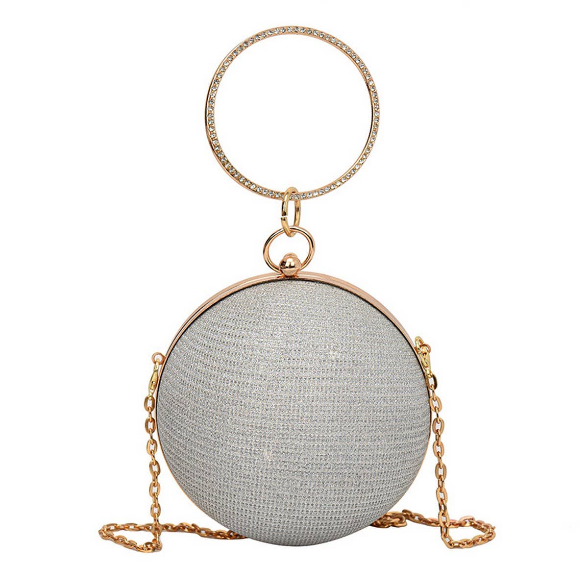 DIAMOND STUDDED SPHERICAL EVENING BAG CLUTCH _CWAB3247