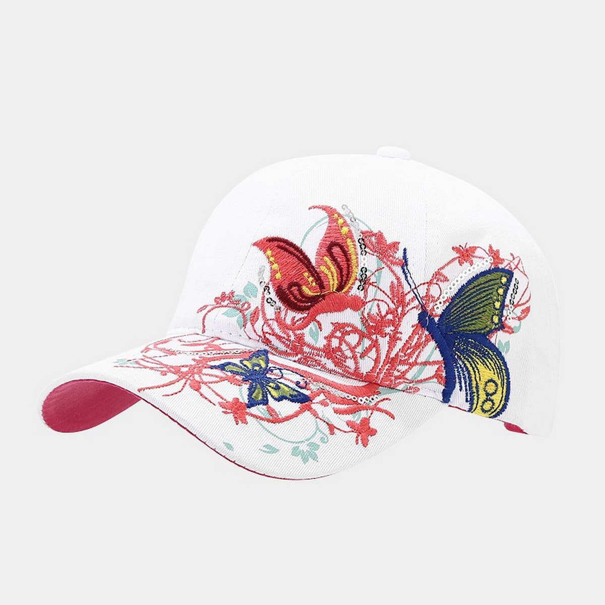 BUTTERFLY EMBROIDERY BASEBALL CAP WOMEN S SUN HAT CWAH1648