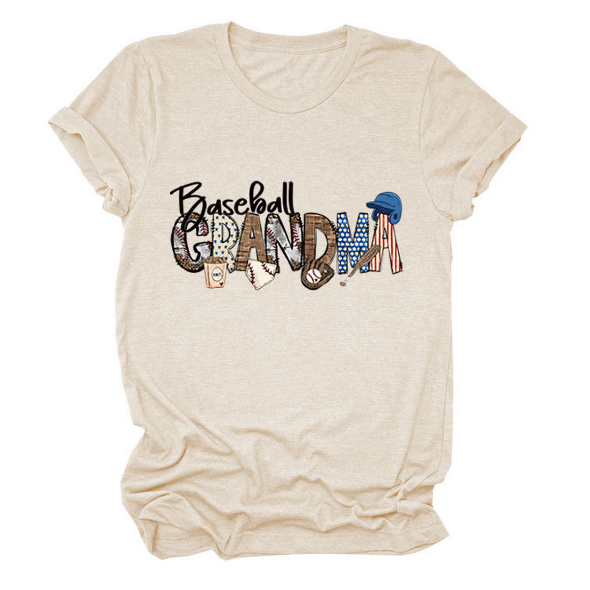 CASUAL CREW NECK TEE BASEBALL GRANDMA SHIRT_CWTTSL0496