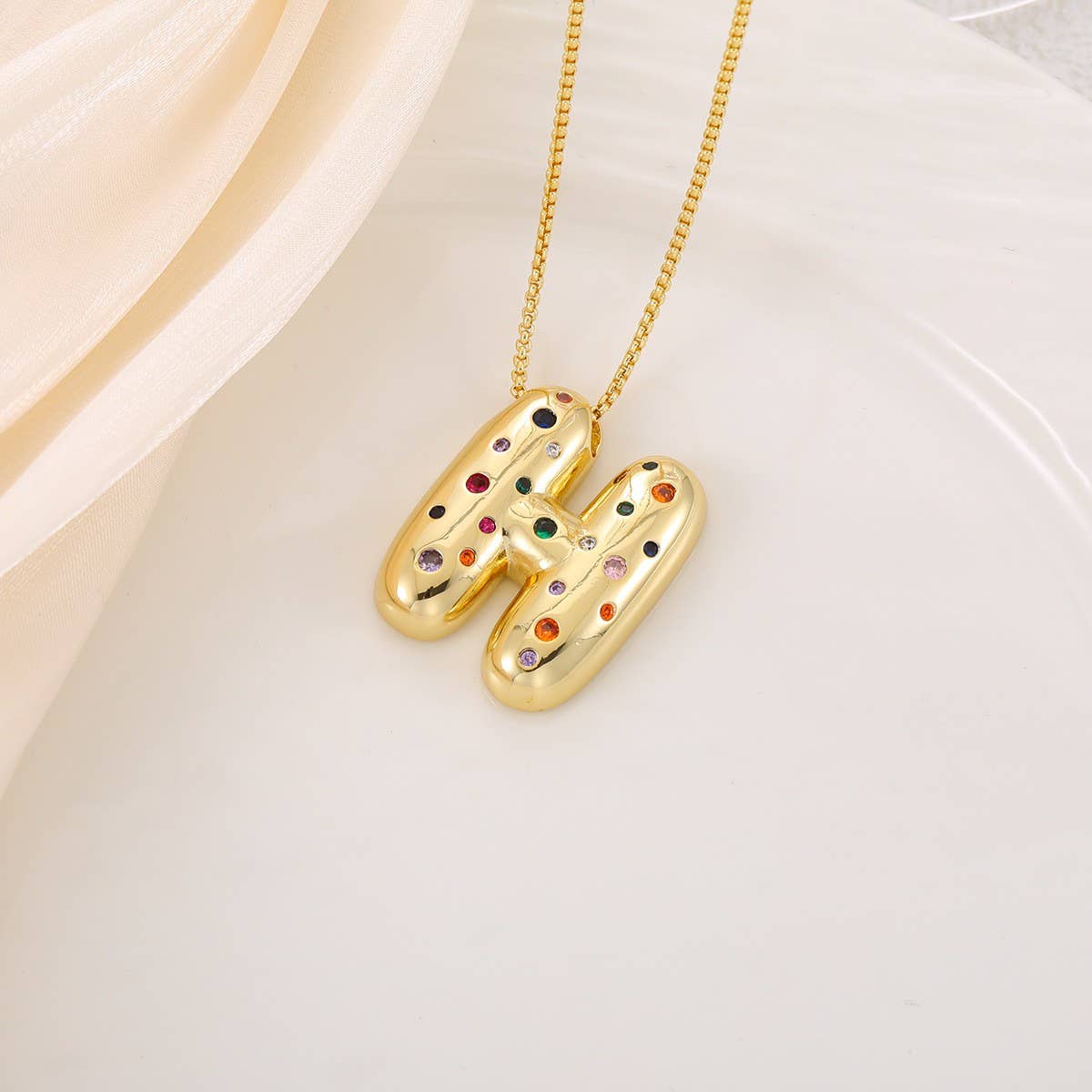 CREATIVE GLOSSY COLORFUL LETTER PENDANT NECKLACE_CWMM5877