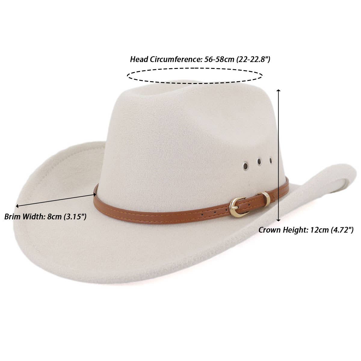 Western Cowboy Hat Felt Wide Brim With Belt Decor_Cwah1772