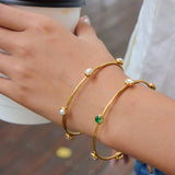 CLASSIC 18K GOLD PEARL BANGLE STAINLESS STEEL_CWAJE4695