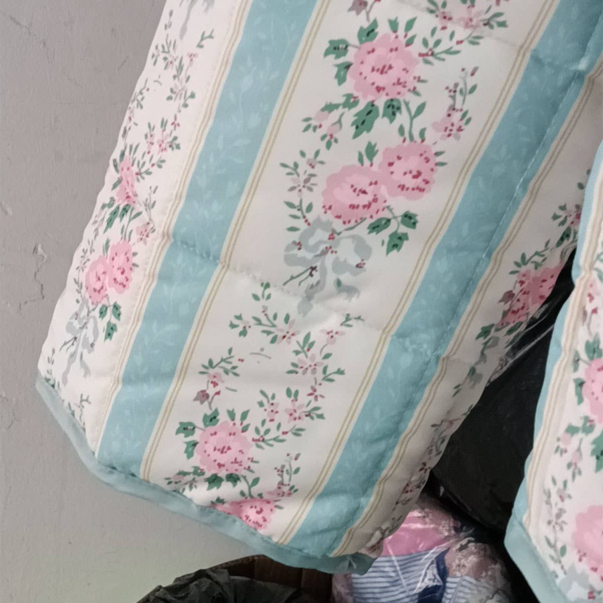 STRIPED FLORAL PRINT LOOSE QUILTED JACKET_CWOJA1552