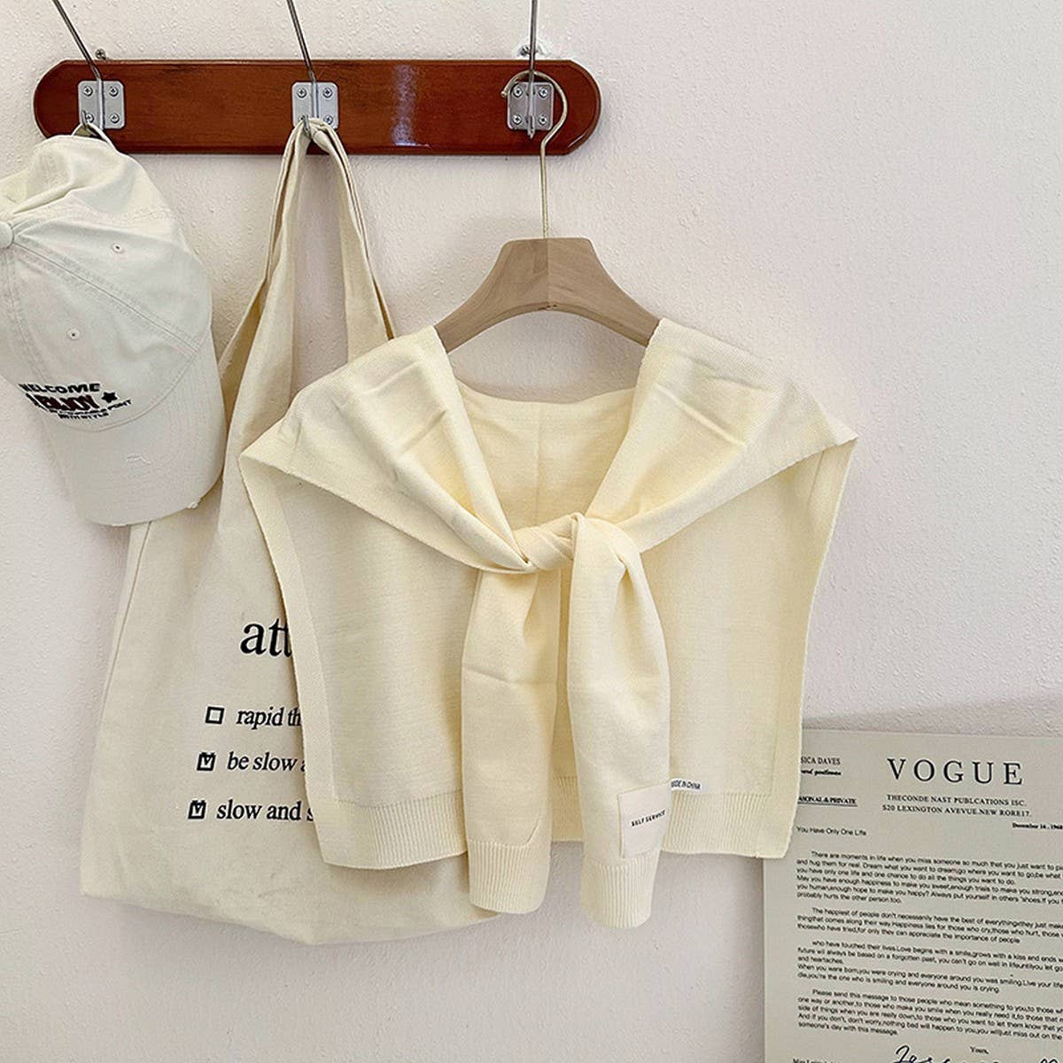 SOLID COLOR KNITTED KNOTTED SHAWL CASUAL COZY _CWASC0757