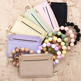 LEATHER ID CARD WALLET WITH SILICONE BEAD KEYCHAIN_CUAB00449