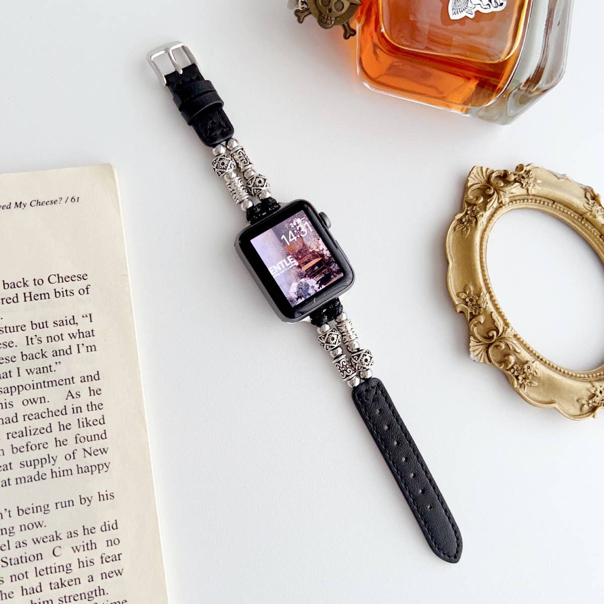 IWATCH8 1 SE TIBETAN SILVER GENUINE LEATHER STRAP_CWWW0071