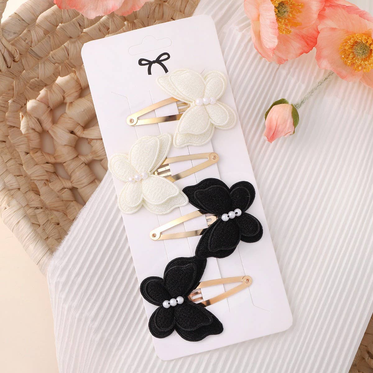 DOUBLE LAYER PEARL BOW HAIR CLIP SET FOR KIDS_CWAHA6702