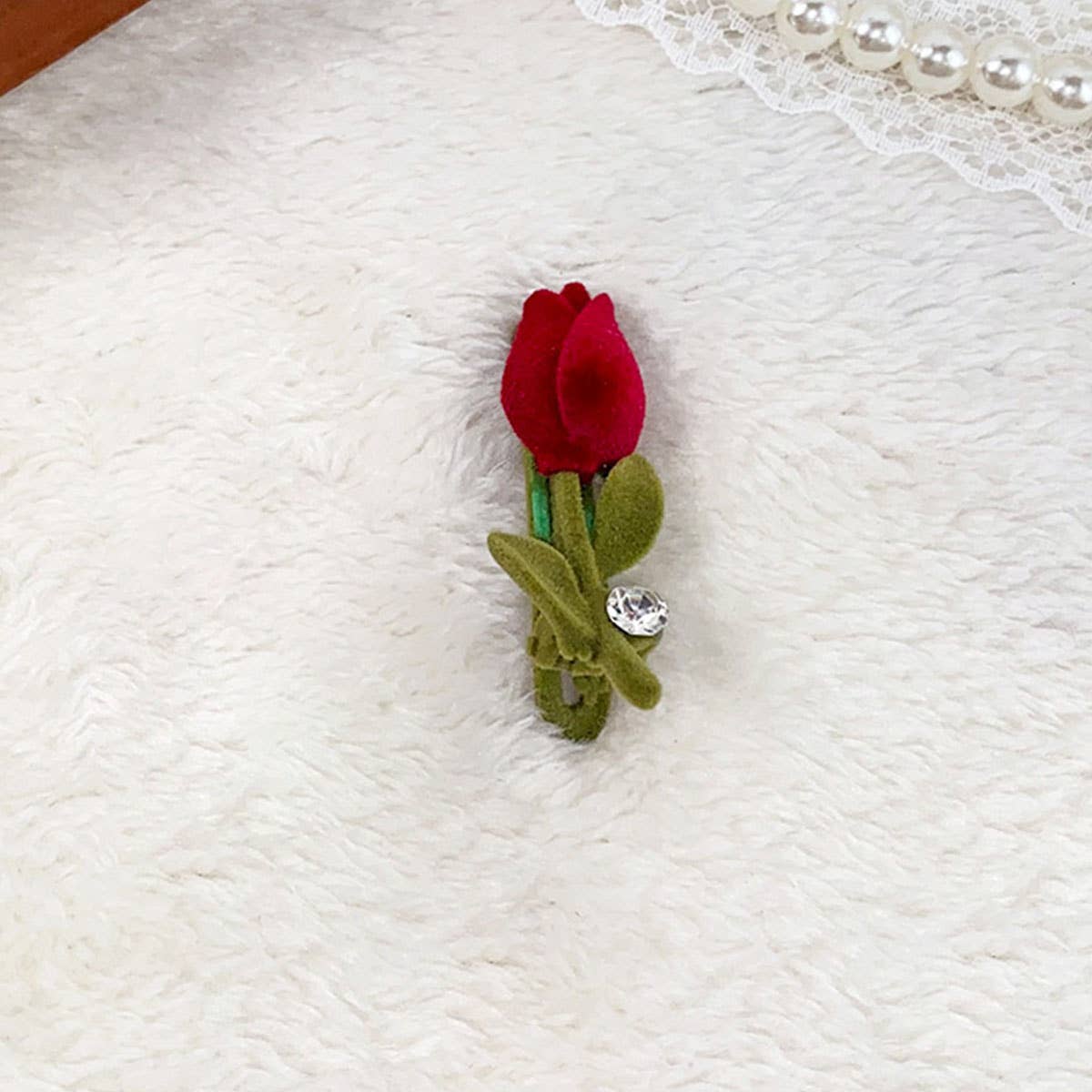 Alloy Flocking Tulip Hairpin Flower Grab Clip_Cwaha5997