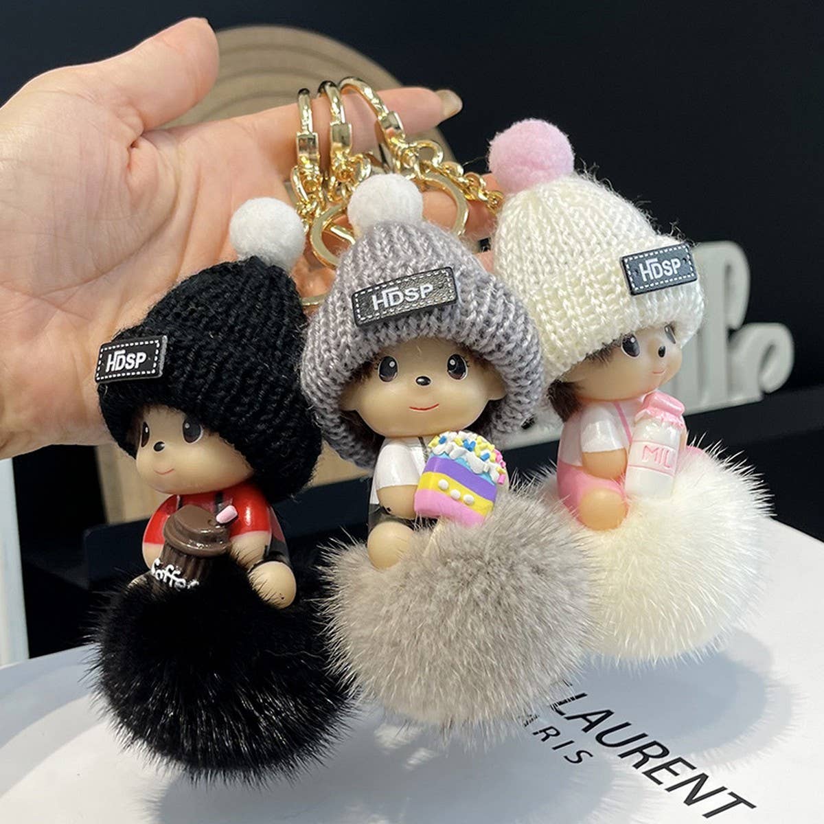 CUTE CARTOON MONCHHICHI CAR KEYCHAIN PENDANT_CWMM2502