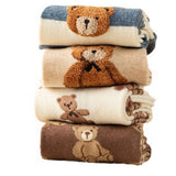 CUTE SIMPLE BROWN BEAR PATTERN CREW SOCKS_CWMS0950