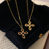 HALLOWEEN CREATIVE CROSS PENDANT NECKLACE_CWMM5339