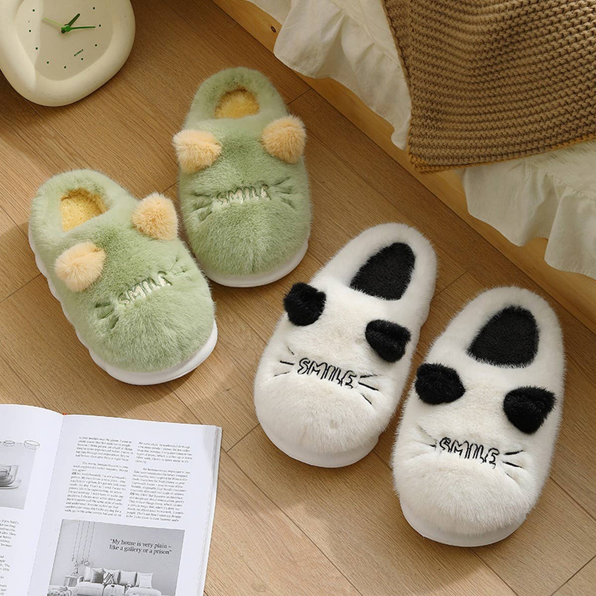 CUTE CAT ANIMAL WARM HOUSE SLIPPERS FUZZY SLIPPER_CWSHS0311