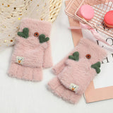 CUTE ELK ANTLER WARM HALF FINGER FLAP GLOVES_CWAG0160