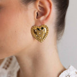 Trendy Irregular Heart Zircon Earrings 18K Gold