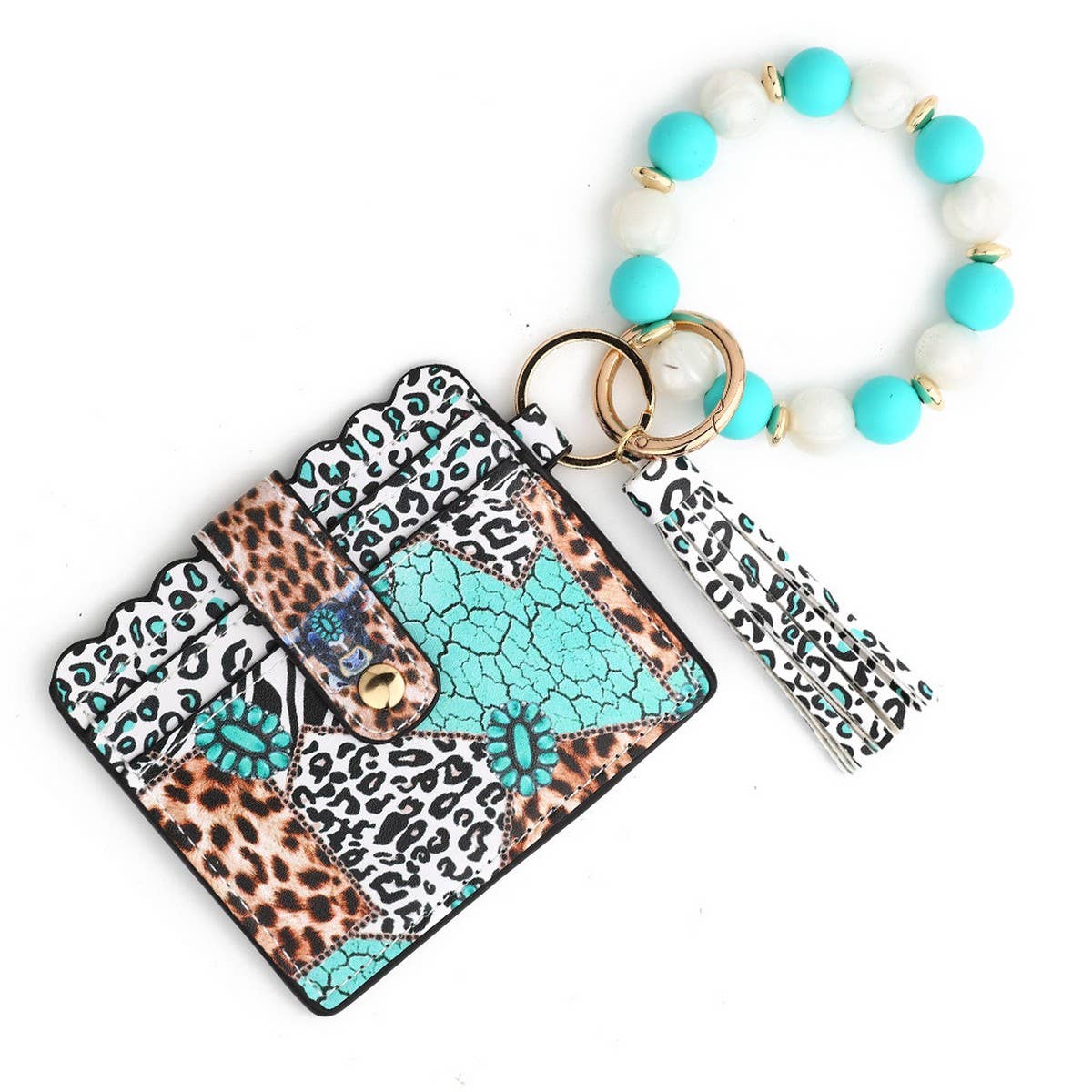 PU CARD WALLET WITH SILICONE BEAD BRACELET_CWAB4943