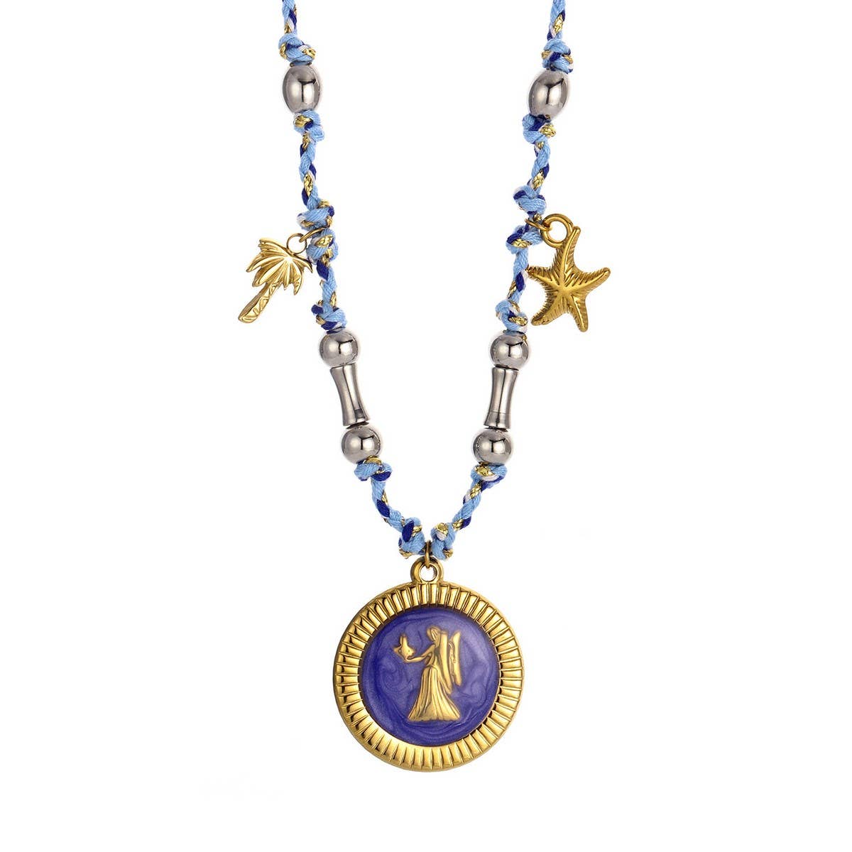 HANDMADE ZODIAC NECKLACE WITH ENAMEL CHARMS_CWMM8810