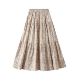 SWEET FLORAL A LINE ELASTIC WAIST MIDI SKIRT_CWBMS0365