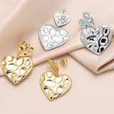 IRREGULAR GOLD PLATED HEART SHAPED PENDANT EARRING_CWAJE1027
