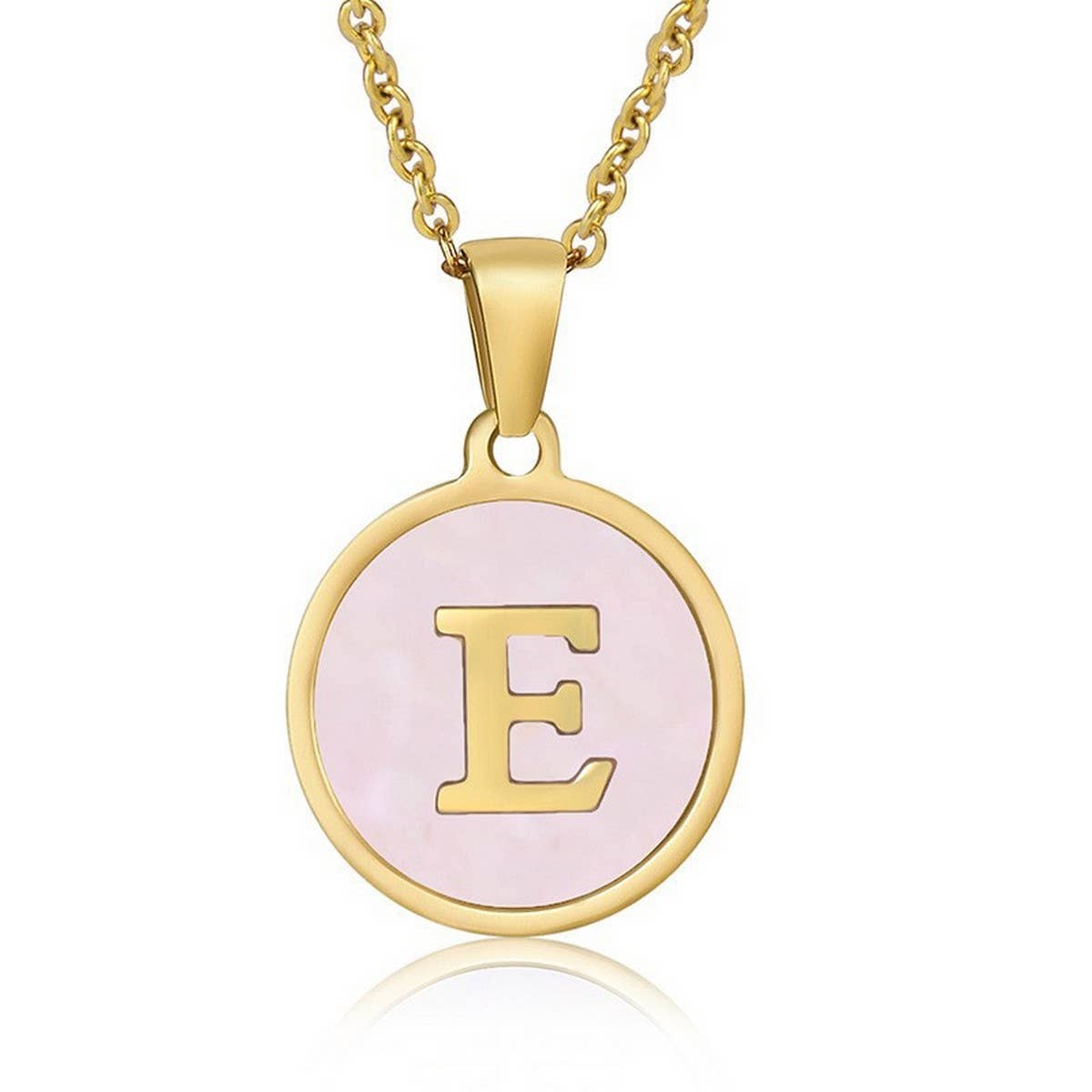 ROUND 18K GOLD STAINLESS STEEL 26LETTERS NECKLACE_CWAJE0683