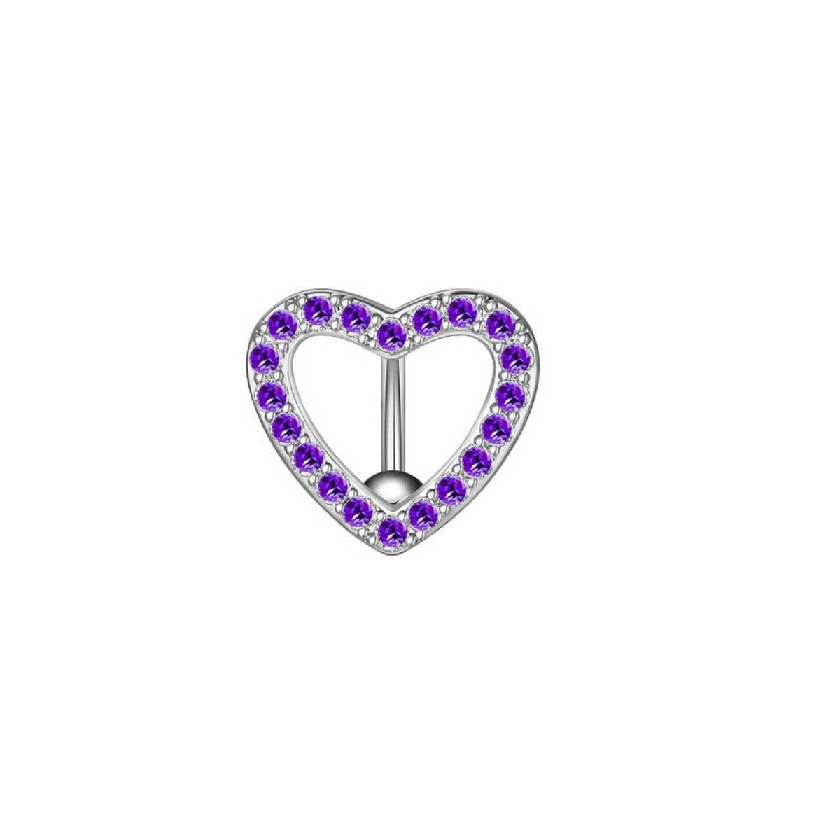 BOW HEART CZ BELLY BUTTON RING NEW DESIGN_CWMM9183