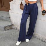 Solid Color Tight-Waist Straight Casual Pants