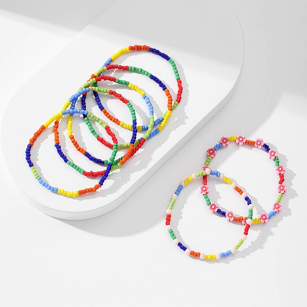 BOHO BEADED ANKLET SET CRYSTAL GLASS BEADS_CWMM6354