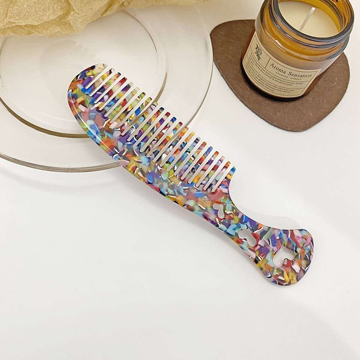 Vintage Acetate Heart Comb For Hair Makeup_Cwmm6432