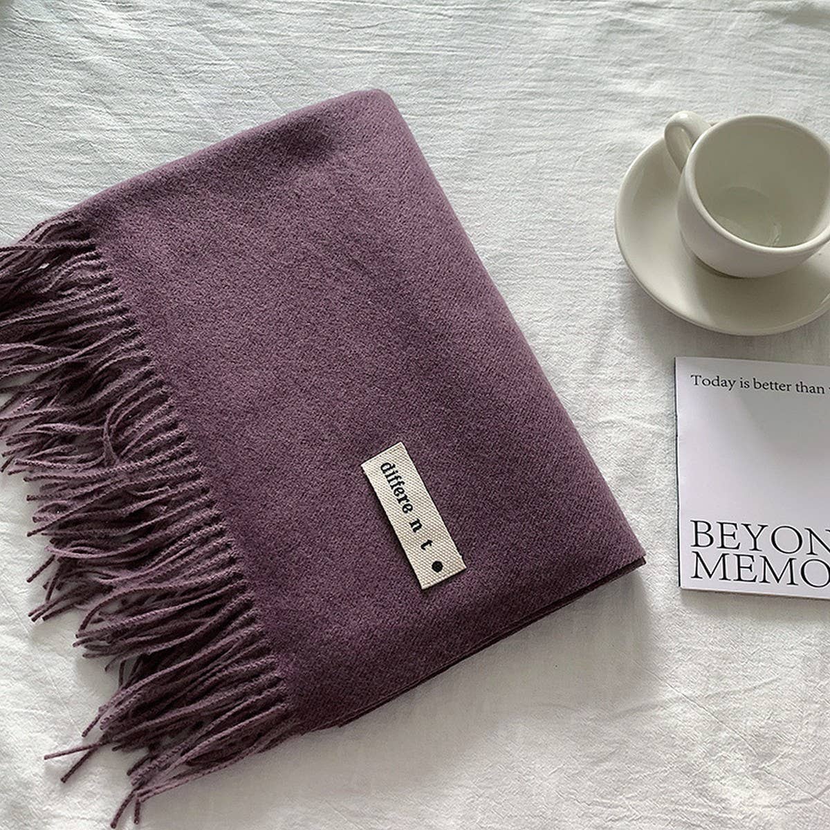 COLORBLOCK TASSEL SCARF THICK WRAP FOR STUDENTS_CWASC2281